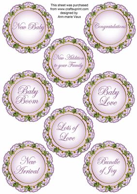 Lilac Fmk Dotty Doily Baby Mix Sentiment Sheet