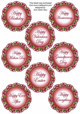 Hotpink Fmk Dotty Doily Happy Everything Mix Sentiment Sheet