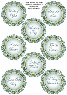 Teal Fmk Dotty Doily Wedding Mix Sentiment Sheet