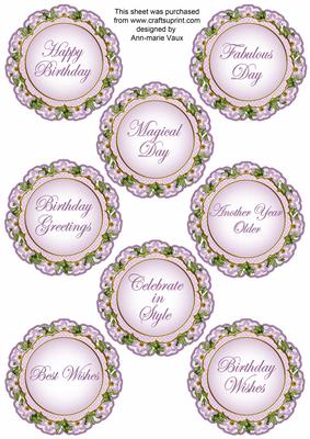 Lilac Fmk Dotty Doily Birthday Mix Sentiment Sheet