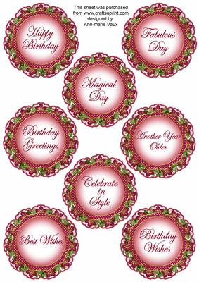 Hot Pink Fmk Dotty Doily Birthday Mix Sentiment Sheet
