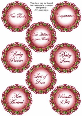 Hot Pink Fmk Dotty Doily Baby Mix Sentiment Sheet