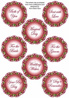 Hot Pink Fmk Dotty Doily Wedding Mix Sentiment Sheet