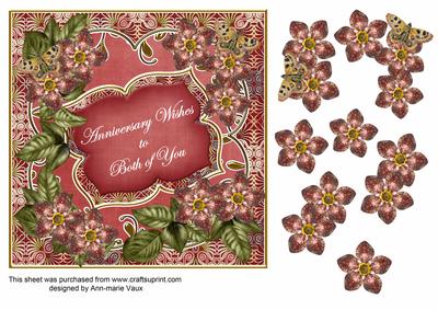 Dred Fleur Anniversary Wishes 7in Fancy Decoupage Topper