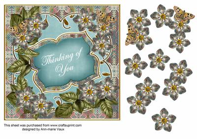 Dteal Met Fleur Thinking of You 7in Fancy Decoupage Topper