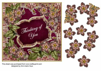 Hotpink Met Fleur Thinking of You 7in Fancy Decoupage Topper