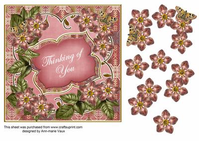 Pink Met Fleur Thinking of You 7in Fancy Decoupage Topper