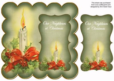Olive Candle Neighbours at Christmas 8in Scallop Topper