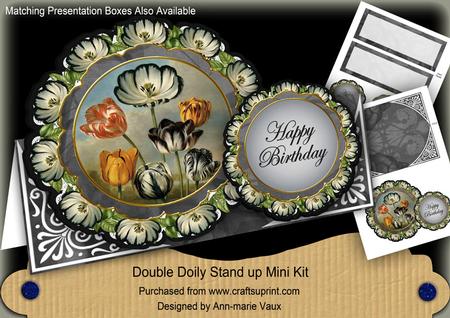 Black Tulips Floral Double Doily Card Mini Kit