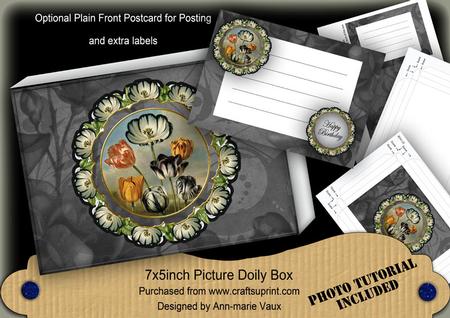 Black Tulips Doily 7x5in Presentation Box m Kit