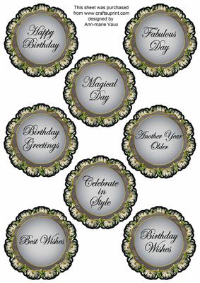 Black Tulips Doily Birthday Mix Sentiment Sheet
