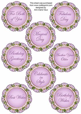 Lilac Bell Doily Birthday Mix Sentiment Sheet
