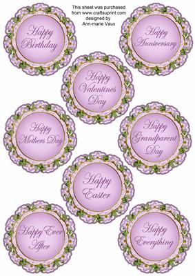 Lilac Bell Doily Happy Everything! Mix Sentiment Sheet