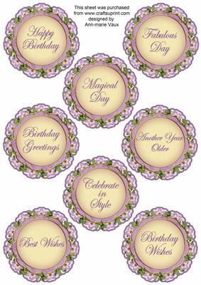 Lavender Fairy Doily Birthday Mix Sentiment Sheet