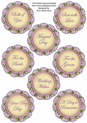 Lavender Fairy Doily Wedding Mix Sentiment Sheet