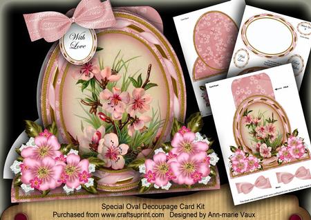 Pink Blossom Special Large Oval Card Mini Kit