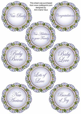 Blue Fmk Dotty Doily Baby Mix Sentiment Sheet