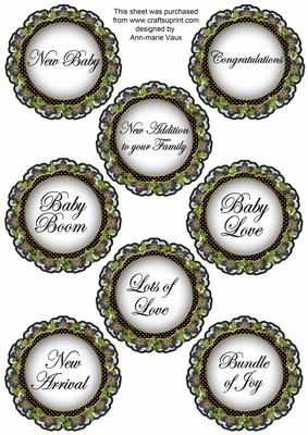 Black Fmk Dotty Doily Baby Mix Sentiment Sheet