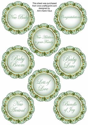Mint Fmk Dotty Doily Baby Mix Sentiment Sheet