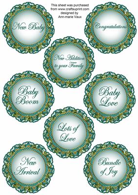 Peacock Fmk Dotty Doily Baby Mix Sentiment Sheet