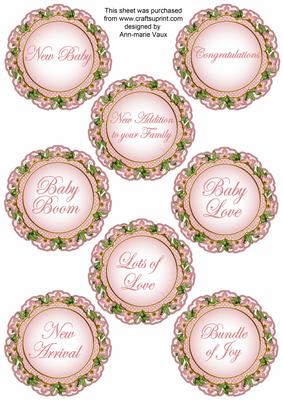 Pink Fmk Dotty Doily Baby Mix Sentiment Sheet