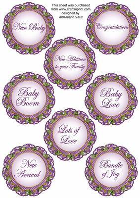 Purple Fmk Dotty Doily Baby Mix Sentiment Sheet