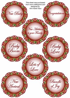 Red Fmk Dotty Doily Baby Mix Sentiment Sheet