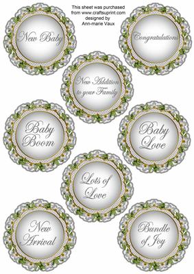 Silver Fmk Dotty Doily Baby Mix Sentiment Sheet