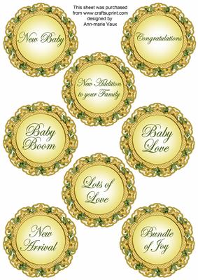 Gold Fmk Dotty Doily Baby Mix Sentiment Sheet