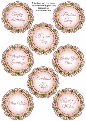 Pink Fmk Dotty Doily Birthday Mix Sentiment Sheet