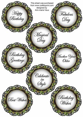 Black Fmk Dotty Doily Birthday Mix Sentiment Sheet