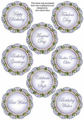 Blue Fmk Dotty Doily Birthday Mix Sentiment Sheet