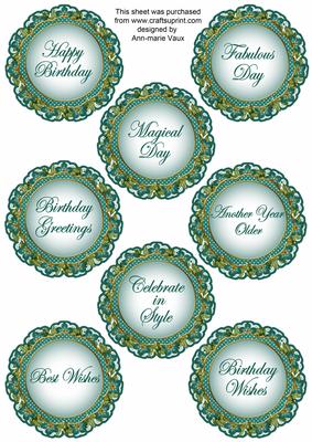 Peacock Fmk Dotty Doily Birthday Mix Sentiment Sheet