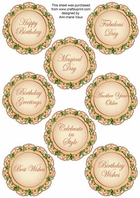 Peach Fmk Dotty Doily Birthday Mix Sentiment Sheet