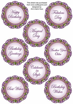 Purple Fmk Dotty Doily Birthday Mix Sentiment Sheet