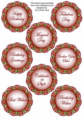 Red Fmk Dotty Doily Birthday Mix Sentiment Sheet