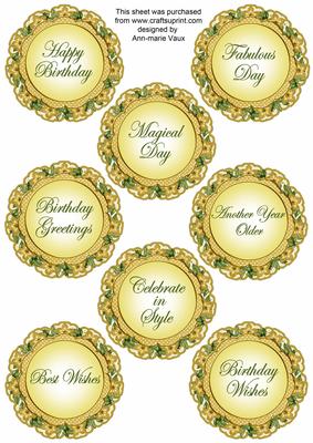 Gold Fmk Dotty Doily Birthday Mix Sentiment Sheet