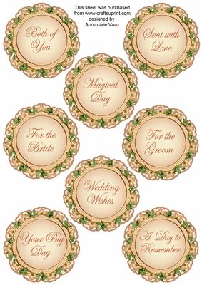 Peach Fmk Dotty Doily Wedding Mix Sentiment Sheet