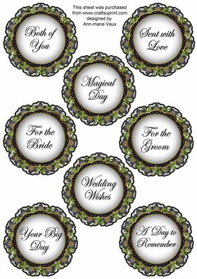 Black Fmk Dotty Doily Wedding Mix Sentiment Sheet
