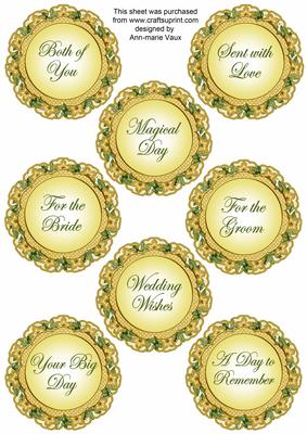 Gold Fmk Dotty Doily Wedding Mix Sentiment Sheet