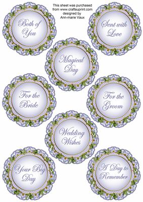 Blue Fmk Dotty Doily Wedding Mix Sentiment Sheet