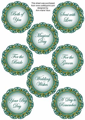 Peacock Fmk Dotty Doily Wedding Mix Sentiment Sheet