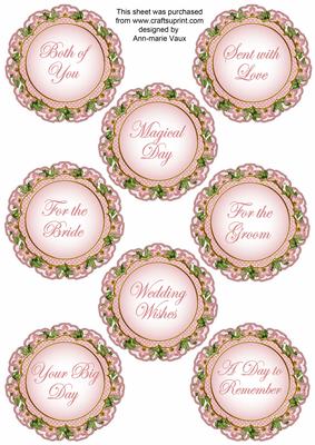 Pink Fmk Dotty Doily Wedding Mix Sentiment Sheet