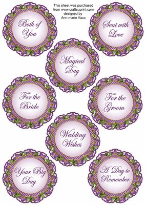 Purple Fmk Dotty Doily Wedding Mix Sentiment Sheet