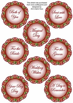 Red Fmk Dotty Doily Wedding Mix Sentiment Sheet