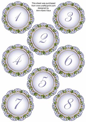 Blue Fmk Dotty Doily Numbers 1 to 8 Topper Sheet