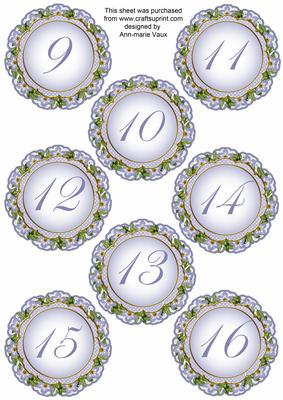 Blue Fmk Dotty Doily Numbers 9 to 16 Topper Sheet