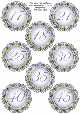 Blue Fmk Dotty Doily Numbers 17 to 45 Topper Sheet