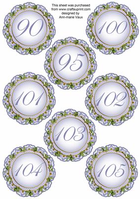 Blue Fmk Dotty Doily Numbers 90 to 105 Topper Sheet