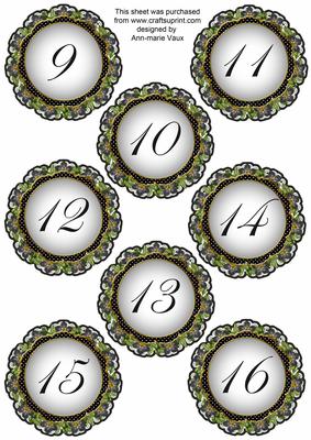 Black Fmk Dotty Doily Numbers 9 to 16 Topper Sheet
